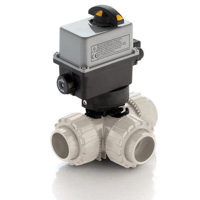 LKDIM/CE 24 V AC/DC - Electrically actuated DUAL BLOCK® 3-way ball valve DN 10:50