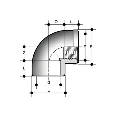 Disegno tecnico del raccordo raccordi di passaggio GIMV