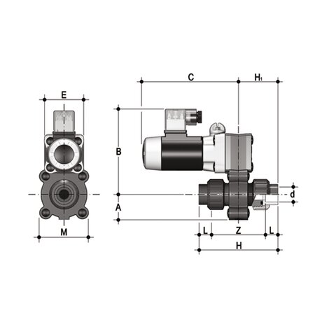 S22LV - 12V DC - true union 2-way solenoid valve