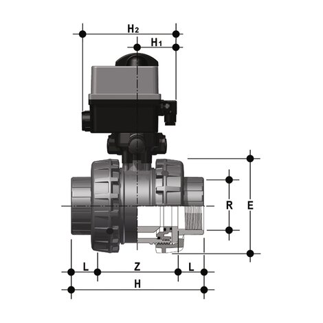 VXEFV/CE 90-240 V AC - electrically actuated  EASYFIT 2-way ball valve