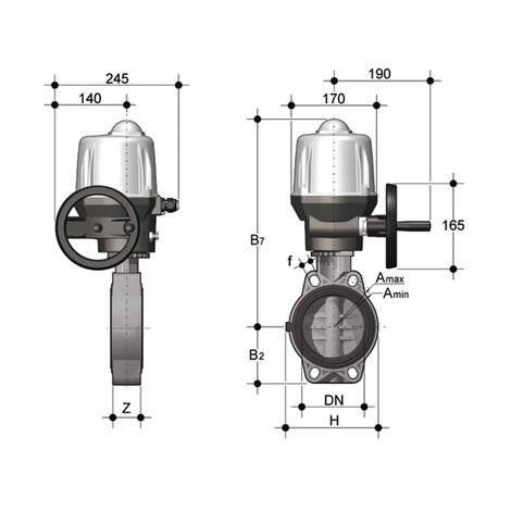 FEOV/CE 90-240V AC - Electrically actuated butterfly valve DN 125:150