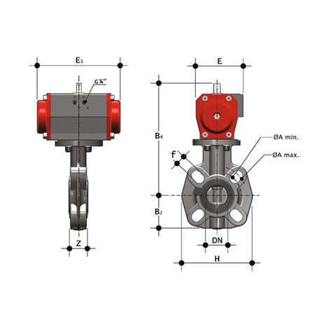 FEOV/CP DA - Vana fluture actionata pneumatic DN 40:65