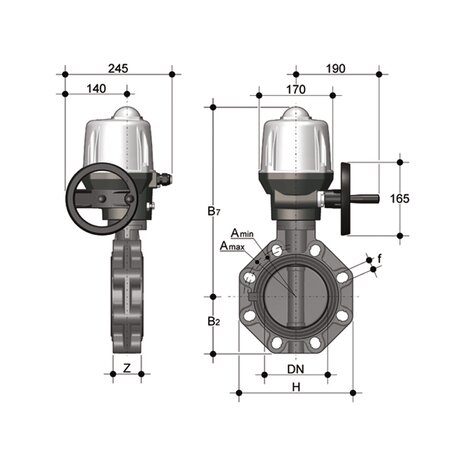 FKOC/CE 24V AC/DC - Electrically actuated butterfly valve DN 125:200