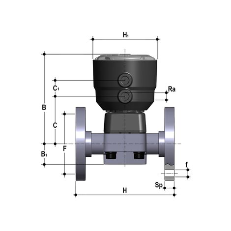 DKBOV/CP NC - Pneumatically actuated 2-way diaphragm valve PN6 DN 15:65