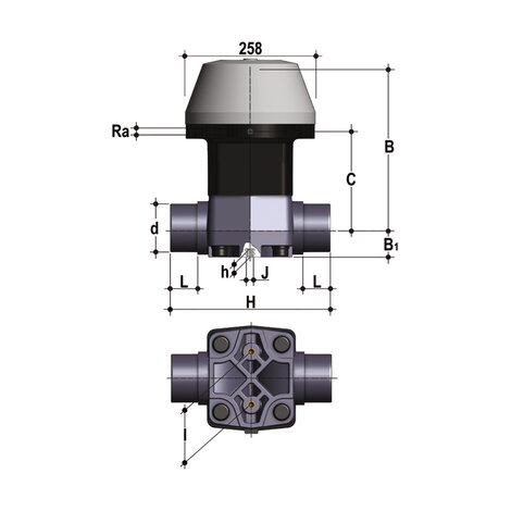 VMDF/CP NC - Supapă cu diafragmă acţionată pneumatic DN 80:100