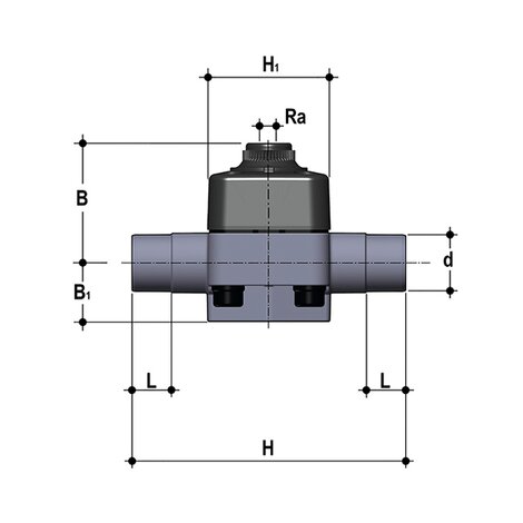 DKDDV/CP NO - Supapă cu diafragmă cu 2 căi acționată pneumatic PN6 DN 15:65