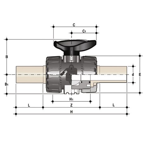 Disegno tecnico VKDBM-VKDBF DN 10:50