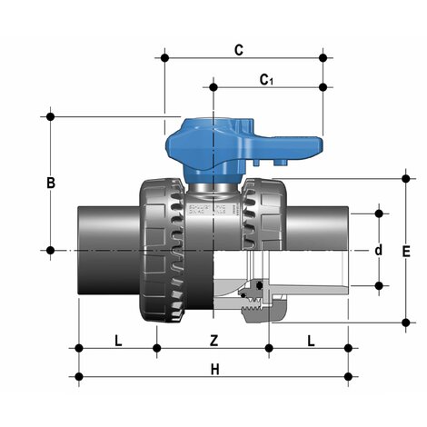 VEEJV - Robinet cu bilă cu 2 căi Easyfit DN 10:50