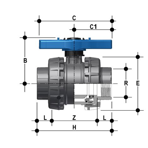 VEEFV - Robinet cu sfera cu 2 cai Easyfit DN 65:100