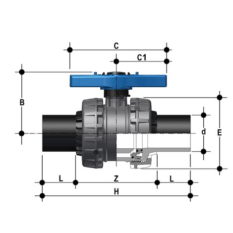 VEEBEV - Robinet cu sfera cu 2 cai Easyfit DN 65:100