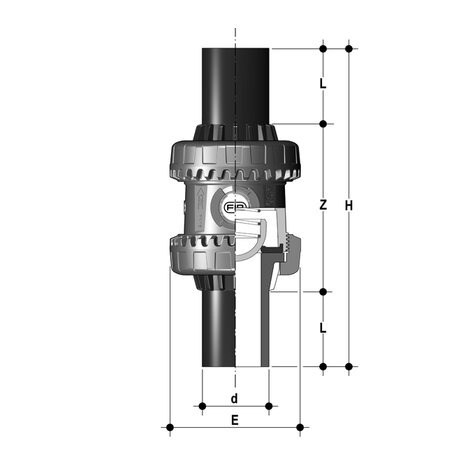 SSEBEV/PTFE - Easyfit True Union ball and spring check valve DN 10:50