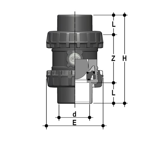 SXEJV - Supapă de reținere cu bilă și arc Easyfit True Union DN 65:100