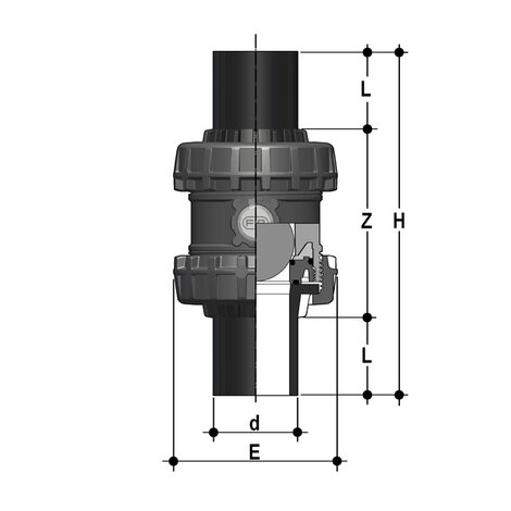 SXEBEV - Robinet de reținere cu bilă și arc Easyfit True Union DN 65:100