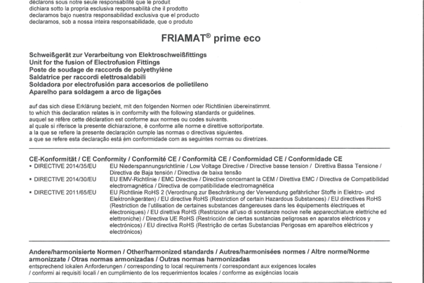 CE Conformity - FRIAMAT prime eco