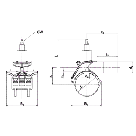 Tapping valve DAV RED SNAP, SDR 11 (closing in a clockwise direction)