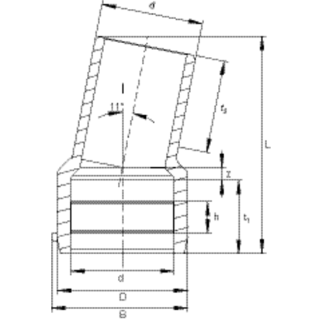 Elbow 11° with spigot, SDR 11