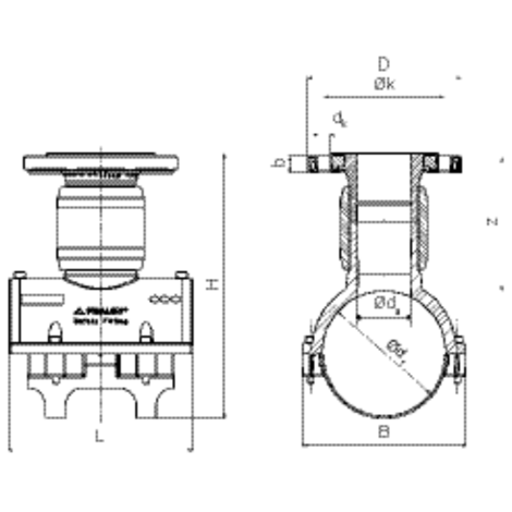 Spigot saddle with flange outlet, SDR 11