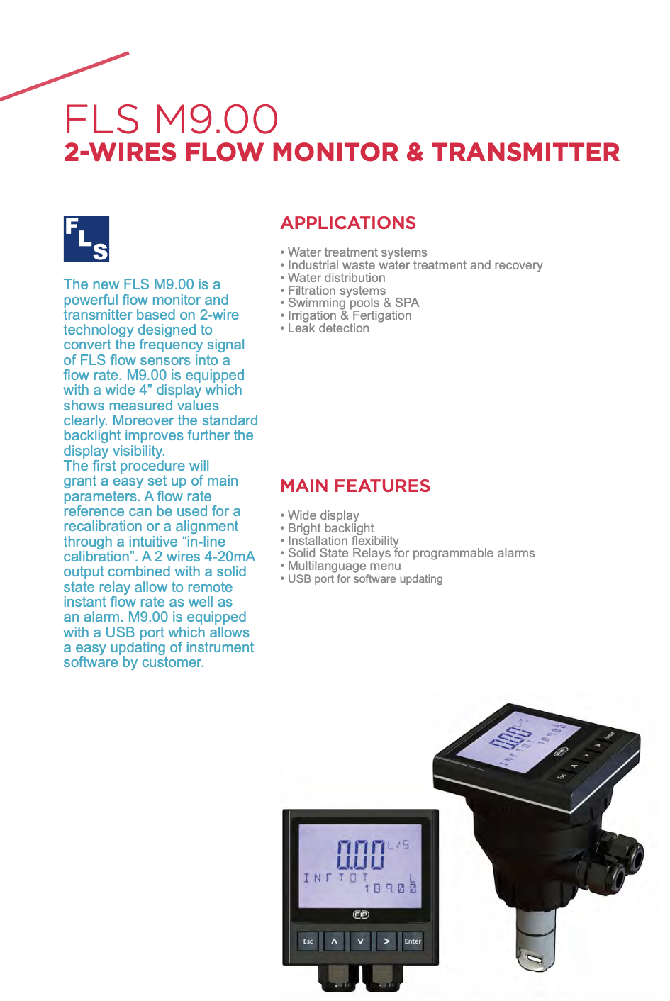 M9.00 2-wires Flor Monitor and Transmitter