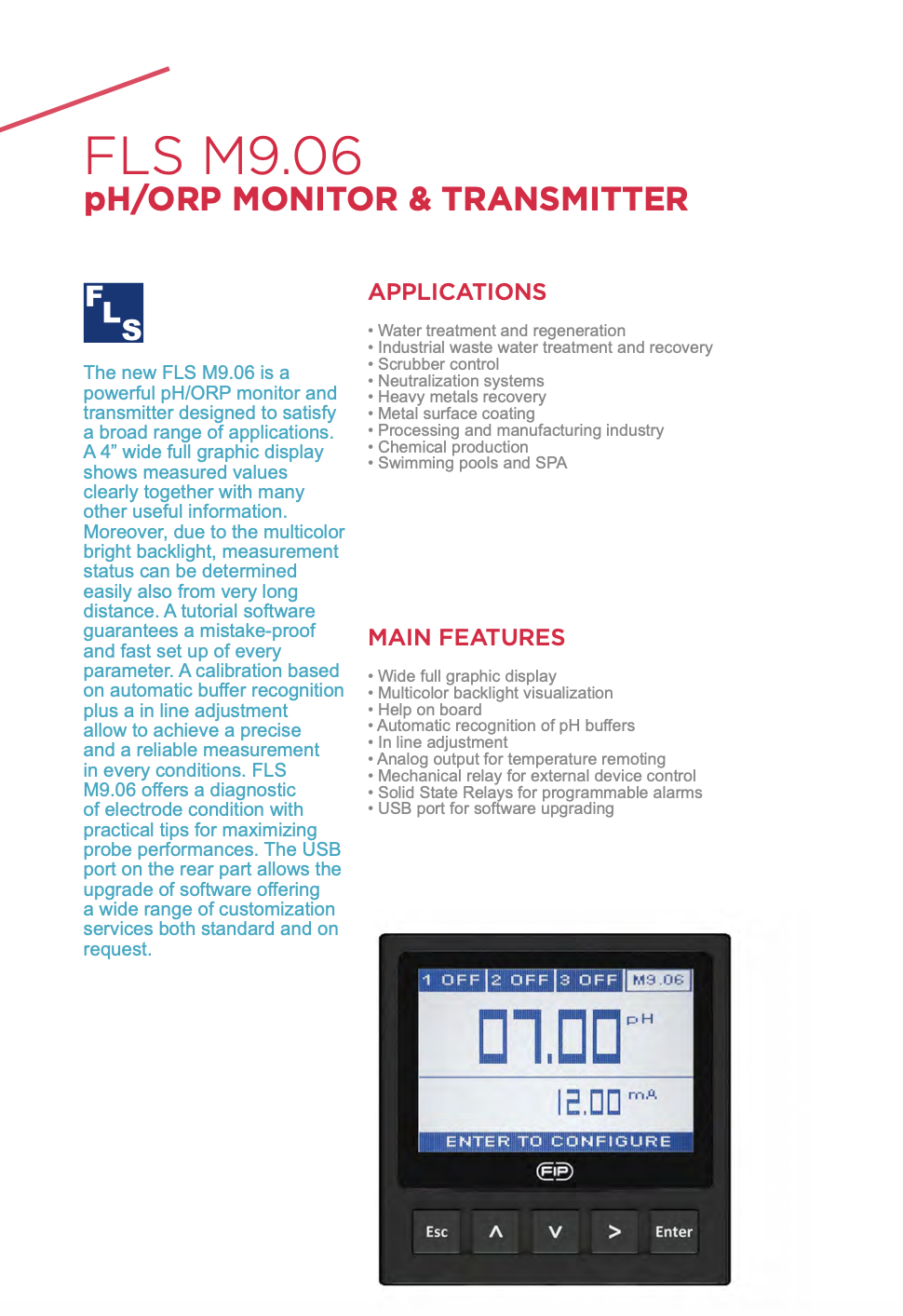 M9.06 ph/ORP Monitor and Transmitter