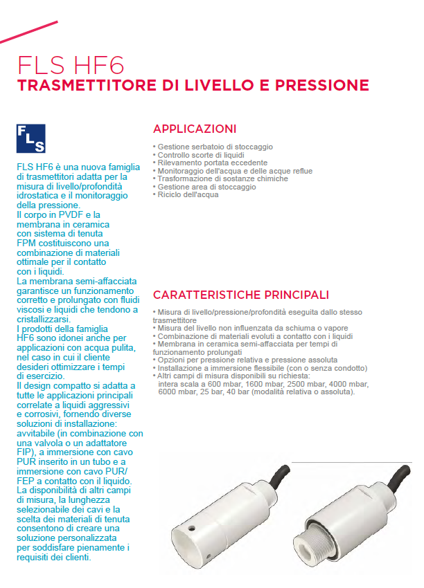 HF6 Level and pressure transmitter